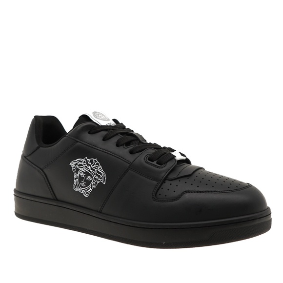 Versace Medusa Men Sneakers Black Leather Size 45 / 12 US New - Picture 3 of 8